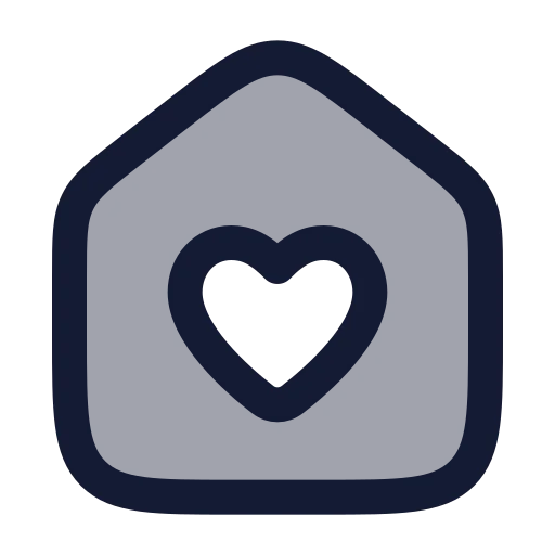 House Heart Icon in Duotone Rounded style