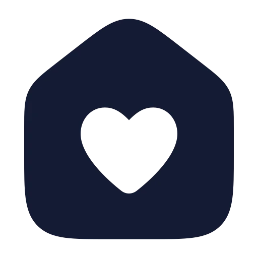 House Heart Icon in Solid Rounded style