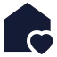 Househeart icon with solid sharp style