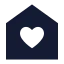 Househeart icon with solid sharp style