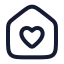 Househeart icon with stroke rounded style