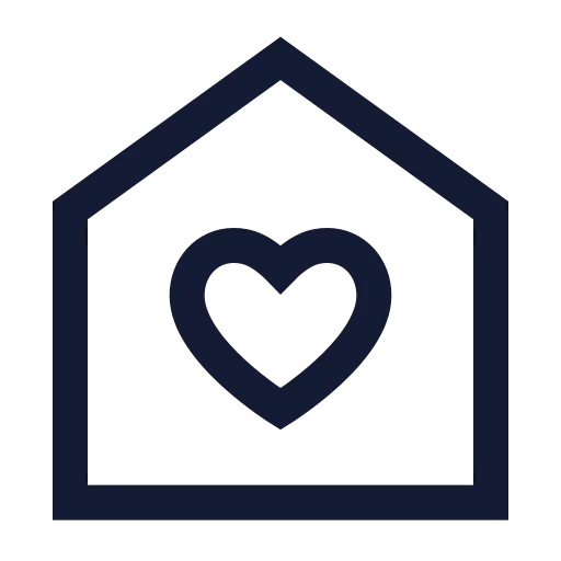 House Heart Icon in Stroke Sharp style