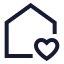 Househeart icon with stroke sharp style