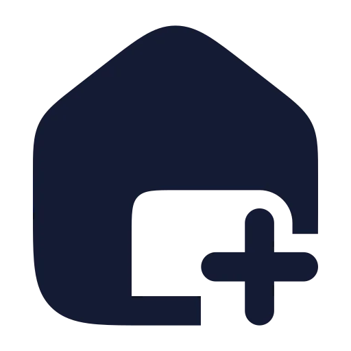 House Plus Icon in Solid Rounded style