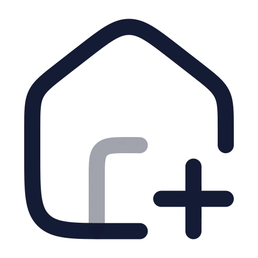 House Plus Icon in Twotone Rounded style