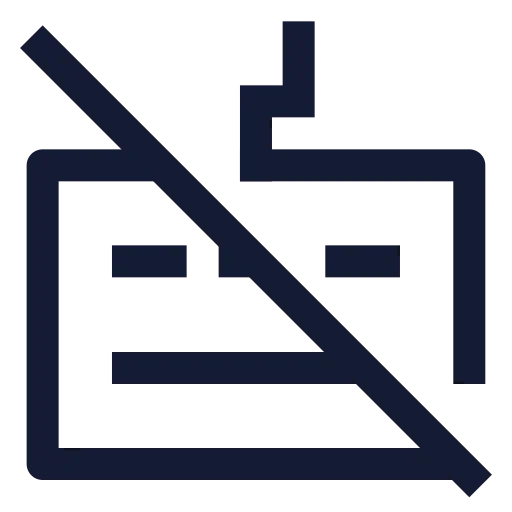 Keyboard Off Icon in Stroke Sharp style