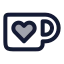 Kofi icon with duotone rounded style