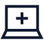 Laptopadd icon with stroke sharp style