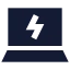 Laptopcharging icon with solid sharp style