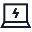 Laptopcharging icon with stroke sharp style