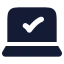 Laptopcheck icon with solid rounded style