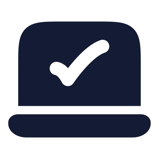 Laptop Minimal Check Icon in Solid Rounded style