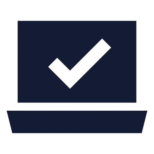 Laptop Minimal Check Icon in Solid Sharp style