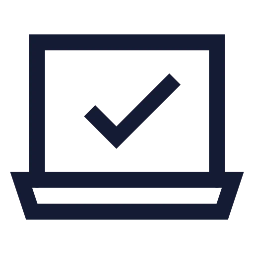 Laptop Minimal Check Icon in Stroke Sharp style