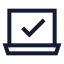 Laptopminimalcheck icon with stroke sharp style