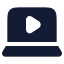 Laptopvideo icon with solid rounded style