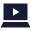 Laptopvideo icon with solid sharp style