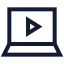 Laptopvideo icon with stroke sharp style