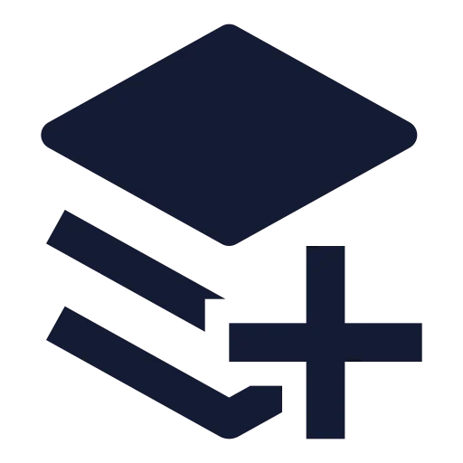 Layers Plus Icon in Solid Sharp style