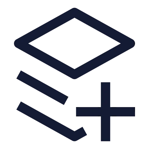 Layers Plus Icon in Stroke Sharp style