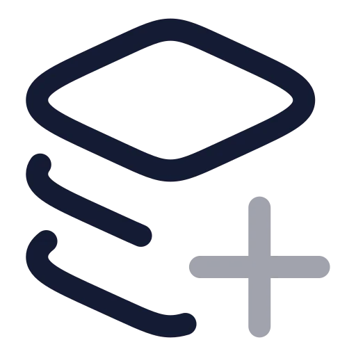Layers Plus Icon in Twotone Rounded style