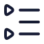 Lefttorightlisttriangle icon with stroke rounded style