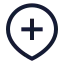 Locationadd icon with stroke sharp style