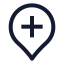Locationadd icon with stroke sharp style