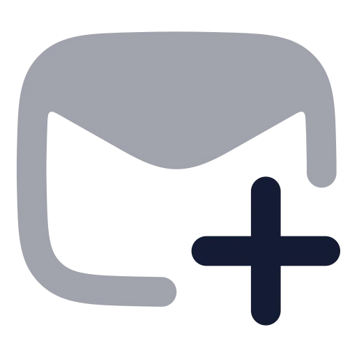 Mail Plus Icon in Bulk Rounded style
