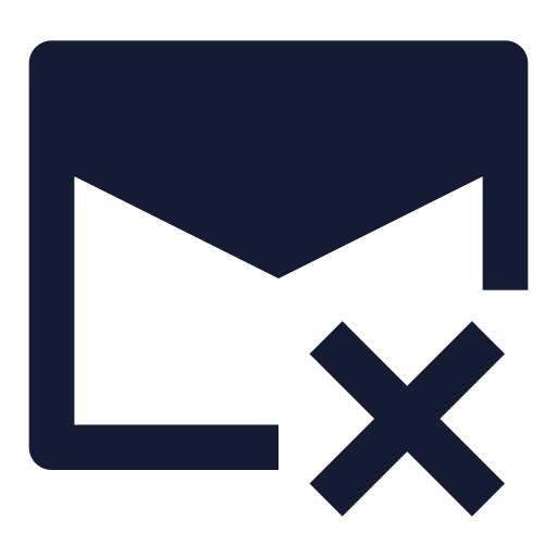 Mail X Icon in Solid Sharp style