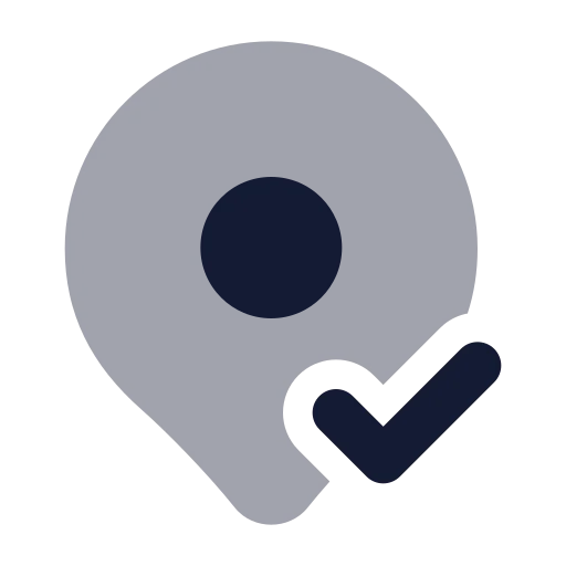 Map Pin Check Icon in Bulk Rounded style