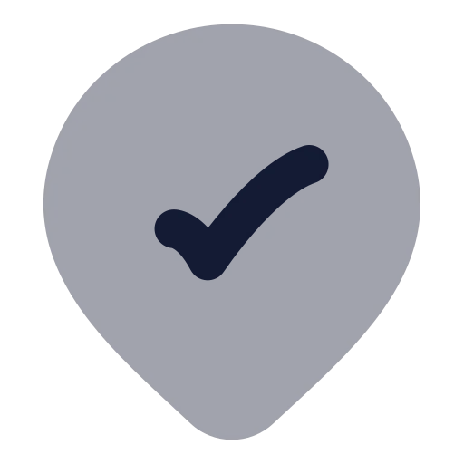 Map Pin Check Inside Icon in Bulk Rounded style