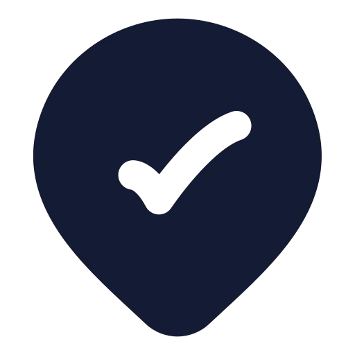 Map Pin Check Inside Icon in Solid Rounded style