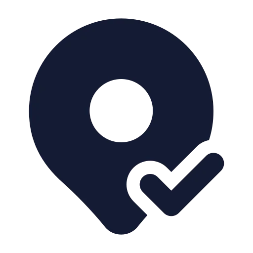 Map Pin Check Icon in Solid Rounded style