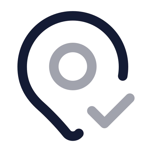 Map Pin Check Icon in Twotone Rounded style