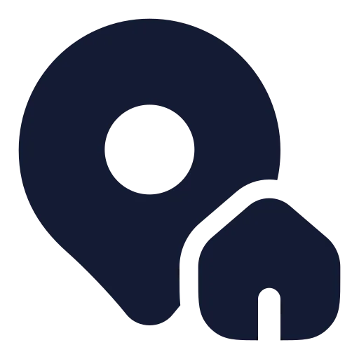Map Pin House Icon in Solid Rounded style