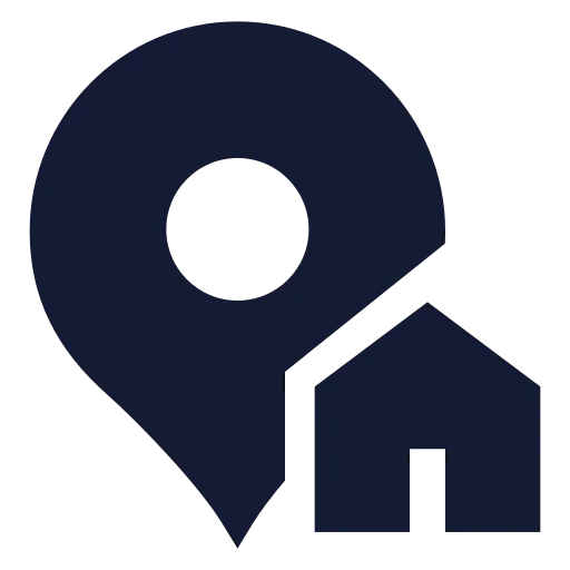 Map Pin House Icon in Solid Sharp style