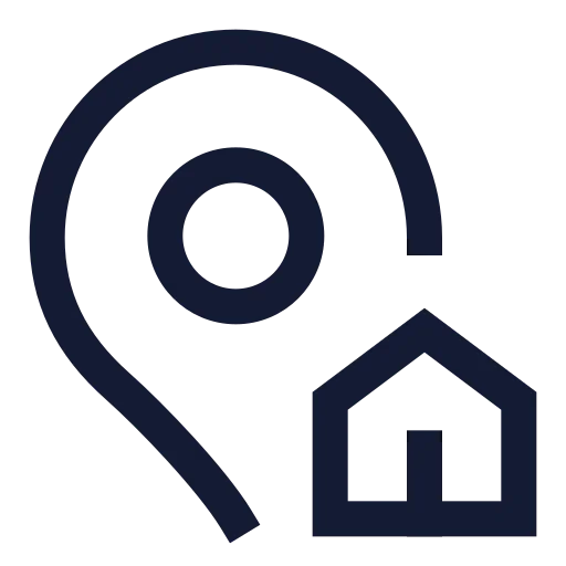 Map Pin House Icon in Stroke Sharp style