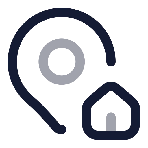 Map Pin House Icon in Twotone Rounded style