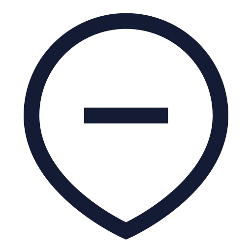Map Pin Minus Inside Icon in Stroke Sharp style
