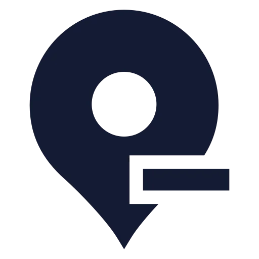 Map Pin Minus Icon in Solid Sharp style