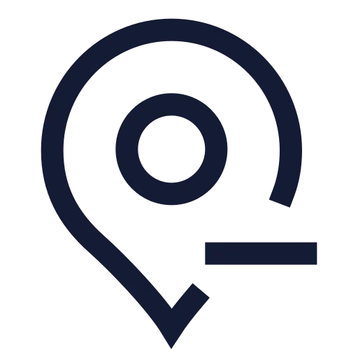 Map Pin Minus Icon in Stroke Sharp style