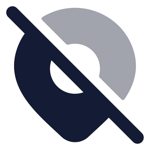 Map Pin Off Icon in Bulk Rounded style