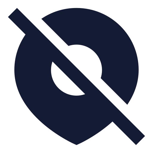 Map Pin Off Icon in Solid Sharp style