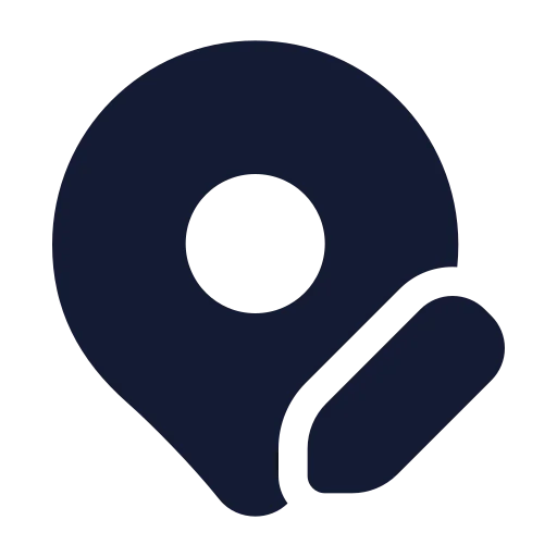 Map Pin Pen Icon in Solid Rounded style