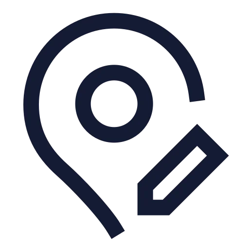 Map Pin Pen Icon in Stroke Sharp style