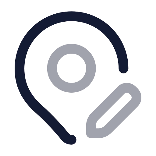 Map Pin Pen Icon in Twotone Rounded style
