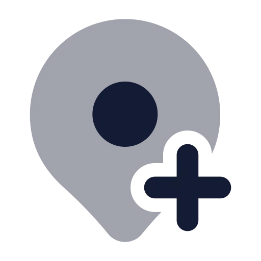 Map Pin Plus Icon in Bulk Rounded style