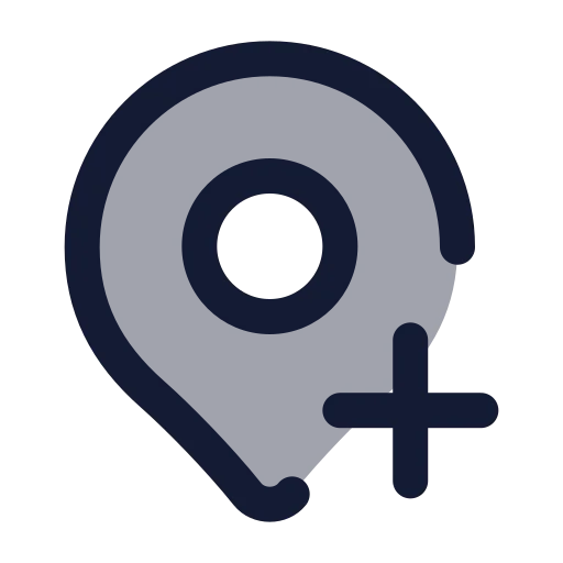Map Pin Plus Icon in Duotone Rounded style