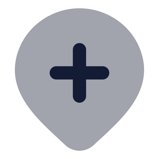 Map Pin Plus Inside Icon in Bulk Rounded style